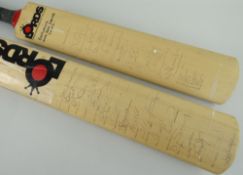 TWO SIGNED CRICKET BATS one for England One Day Squad 2002 and West Indies