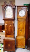 TWO LONGCASE CLOCKS one English painted face marked Radcliffe, Elland and one continental, J Ne
