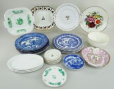 ASSORTED PORCELAIN & POTTERY TABLEWARE including four Cambrian pottery 'Long Bridge Willow'