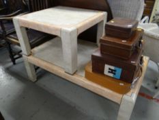 TWO FAUX MARBLE COFFEE TABLES
