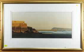 JONATHAN CRAMP watercolour - entitled verso 'Low Tide Evening Goodwick', signed, 26.5 x 61cms