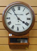GOOD VINTAGE DROP DIAL WALL CLOCK circular dial bearing Roman numerals and inscribed Barry & Sons,