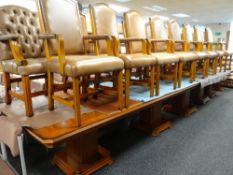 LARGE REPRODUCTION YEW EFFECT MODULAR BOARDROOM TABLE can be split into pair of smaller tables,