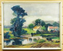 LETITIA MARION HAMILTON (Irish 1878 - 1964) oil believed on board behind glass - landscape with