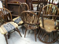 SET OF SIX WHEEL-BACK DINING CHAIRS