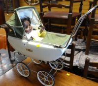 CHILD'S TRI-ANG DOLLS PRAM WITH DOLL