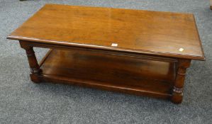 REPRODUCTION RECTANGULAR TWO-TIER LONG JOHN COFFEE TABLE, 45cms L x 56cms D x 121cms L