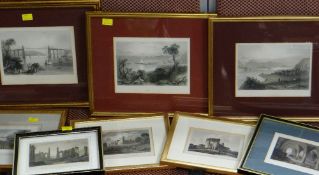 EIGHT HAND COLOURED ENGRAVINGS OF WELSH INTEREST including a set of three entitled 'Swansea Bay', '