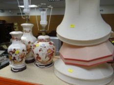 THREE MASONS IRONSTONE TABLE LAMPS & SHADES