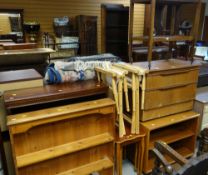 LARGE ASSORTMENT OF MIXED FURNITURE including carpets, Schreiber chest of drawers, mid century