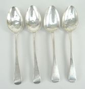 GEORGE III MATCHED SET OF FOUR SILVER SERVING SPOONS, London 1813-15, Solomon Hougham, 7 troy