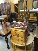ASSORTED FURNITURE including vintage carved bedroom chair, two vintage chairs, pine furniture,