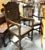 1916 CARVED EISTEDDFOD CHAIR inscribed to the back 'Eisteddfod Gadeiriol Y Crwys 1916', together