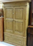 MODERN RUSTIC PINE TWO DOOR WARDROBE WITH BASE DOOR, 123cms wide