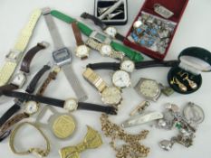 ASSORTED MODERN QUARTZ & VINTAGE WRIST WATCHED & COSTUME JEWELLERY including a quantity of silver