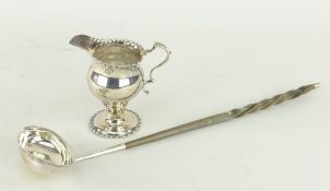GEORGE III SILVER CREAM JUG, London 1774 with beaded rim and foot, 10cms high, and a George III