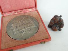 FRENCH BOXED WHITE METAL MEDALLION-ALLIANCE FRANCAISE engraved 'Miss Mary Fazackerley grand