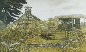 KEITH ANDREW limited edition (52/75) coloured engraving - farm scene, entitled 'The Old House',