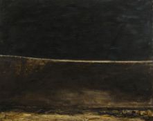 MICHAEL FUSSELL (1927-1974) oil on canvas and construction - semi-abstract landscape, entitled verso