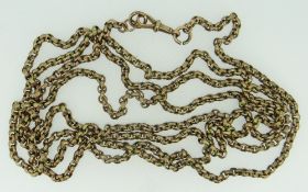 9CT YELLOW GOLD WATCH CHAIN, carabiner clasp, 22grams, 148cms long