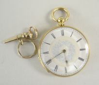 18K YELLOW GOLD SMALL OPEN FACED POCKET WATCH having 18k gold inner cover engraved 'Le Roux 13
