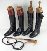 TWO PAIRS OF LEATHER HUNTING BOOTS, one pair by Moss Bros, the other Peal & Co. London both with