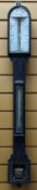 19TH CENTURY STICK BAROMETER with twin Vernier scales signed TJ Williams, Cardiff, distressed, 99cms