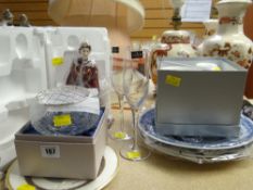 ASSORTED CERAMICS & GLASS including pair of Dartington Crystal wine flutes, boxed Royal Worcester
