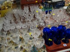 ASSORTED DRINKING GLASSES including cut-glass, some sets ETC
