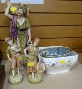 TWO PAIRS OF ROYAL DUX FIGURES and a Royal Doulton fruit bowl ETC