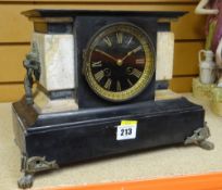 ANTIQUE SLATE & MARBLE MANTLE CLOCK