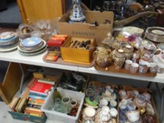 ASSORTED CERAMICS & OTHER ITEMS on the table and beneath the table including an unsigned Ceri