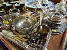ASSORTED EPNS TABLEWARE including tray