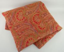 PAISLEY QUILT, yellow and green design on a red ground