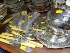 ASSORTED EPNS ITEMS including flatware, wine labels ETC