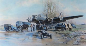 DAVID SHEPHERD coloured print - titled 'Winter of 43, Somewhere in England', signed in pencil by