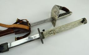 GEORGE V OFFICERS 1898 PATTERN SWORD WITH SCABBARD, together with a reproduction Japanese katana