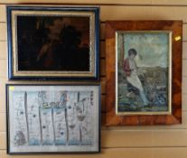 THREE PICTURES comprising late 17th Century double page map by John Ogilby - The Road from London to