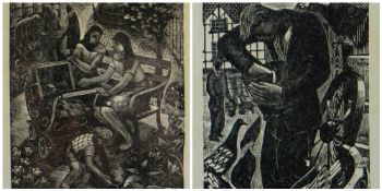 BEN OWEN pair of limited edition woodcuts - one entitled 'The Farmyard' (19/175), the other untitled