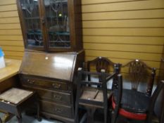ASSORTED FURNITURE to include vintage oak bureau bookcase, 203cms tall x 91cms wide together with