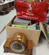 VINTAGE WELSH ACADEMICALS RFC TOUR HOLDALL, MANTEL CLOCK & SUNDRY BOOKS