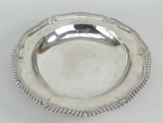 EDWARD VII SILVER SHALLOW BOWL OR DISH having gadroon border, engraved letters SAS, London 1901,
