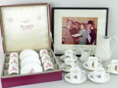 BOXED AYNSLEY SIX-PIECE COFFEE SET decorated with roses, 1928, together with a set of six Royal