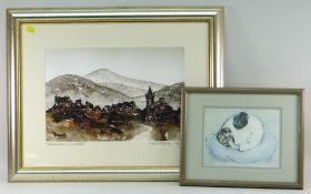 DAVID HASWELL limited edition (89/850) colour print entitled 'Abergavenny Town Scape', 30 x 43cms,