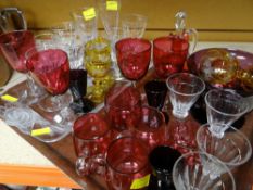 ASSORTED 19TH CENTURY / EARLY 20TH CENTURY GLASSES to include ale glasses and cranberry ETC