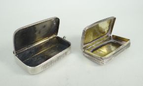 SILVER FLORALLY ENGRAVED POP OPEN VESTA CASE together with silver engraved rectangular snuff box,