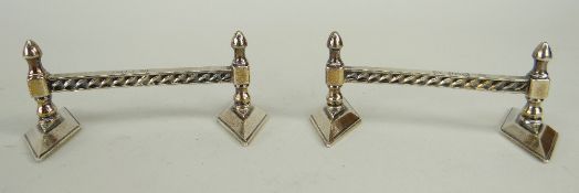 PAIR OF EDWARD VII SILVER KNIFE RESTS OF RHOMBUS DESIGN, London 1902, Williams Hutton & Sons