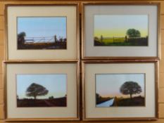 LAURENCE ROCHE (B.1944) set of four acrylics on paper - entitled 'Waterway Early Summer', 'Late