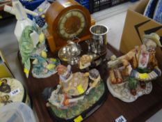 ASSORTED CERAMICS, MANTEL CLOCK ETC