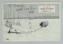 GILES - A SIGNED MENU FOR THE FELIXSTOWE FERRY SAILING CLUB, dated November 22nd 196